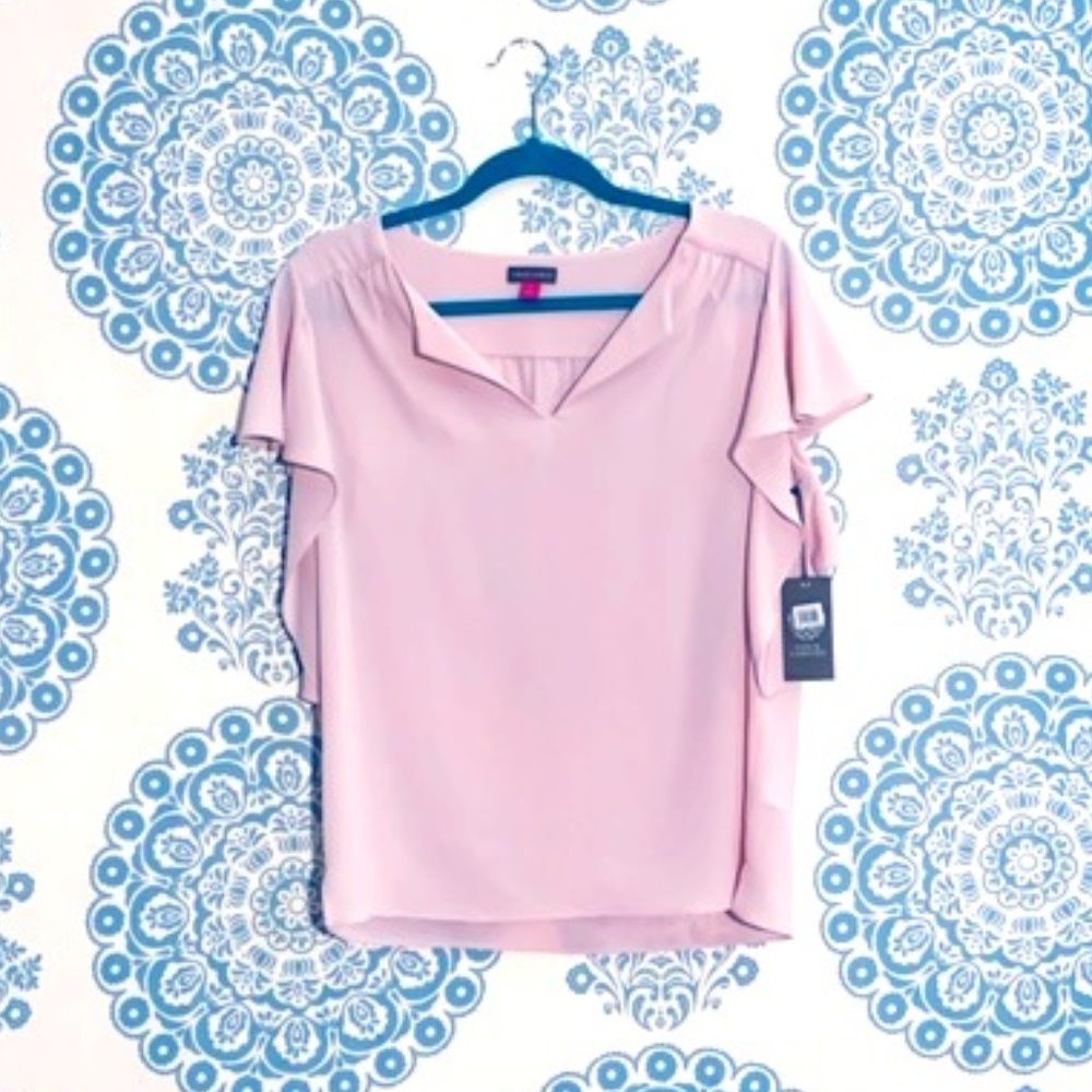 VINCE CAMUTO pink flutter sleeve top  NWT!!!